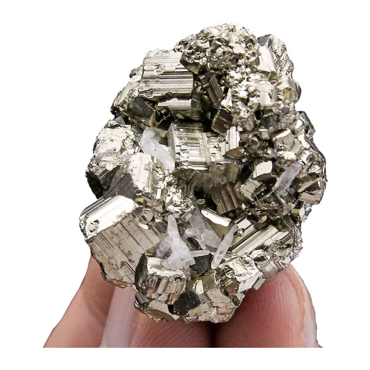 Sisterstone Natürlicher Pyrit Erz Stein als Kristall Cluster in Gold zur Dekoration - Bild 1