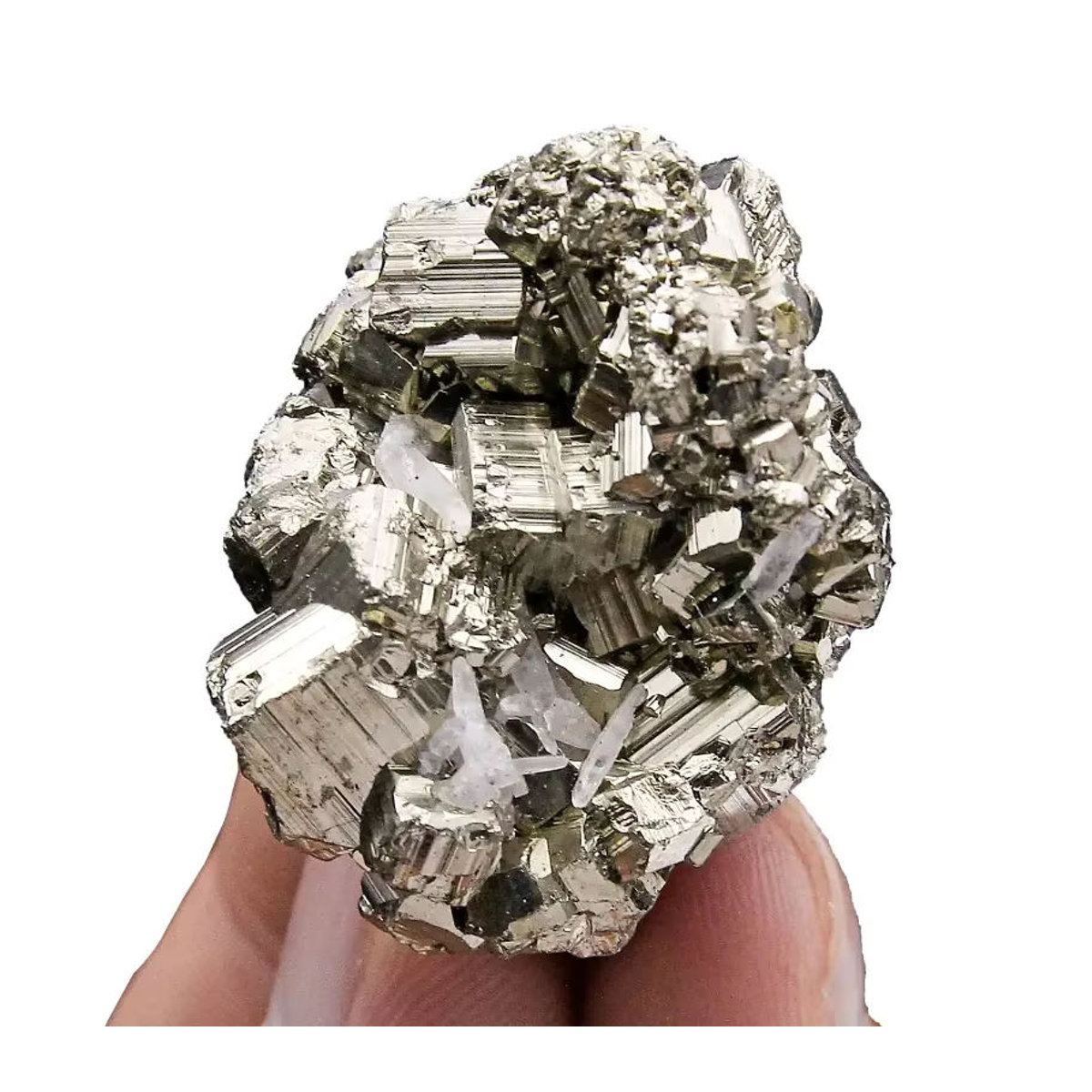 Sisterstone Natürlicher Pyrit Erz Stein als Kristall Cluster in Gold zur Dekoration - Bild 7