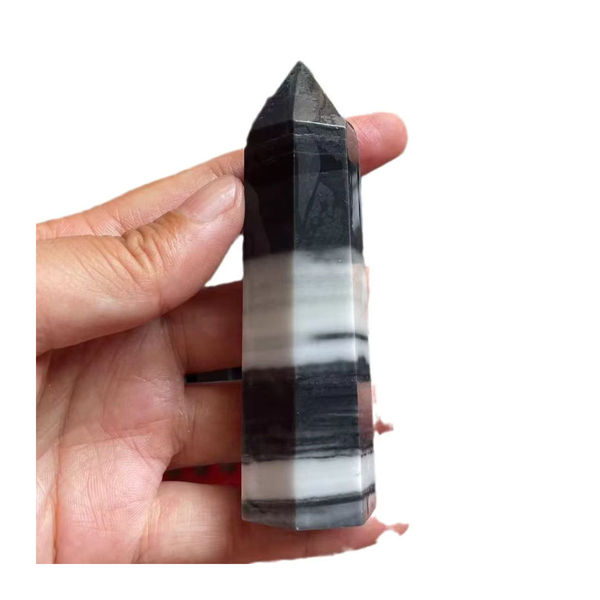 Sisterstone Taiji Jade Kristall Turm aus natürlichem Stein, mehrfarbig und gestreift, zur Dekoration für Meditation und Fengshui - Bild 6