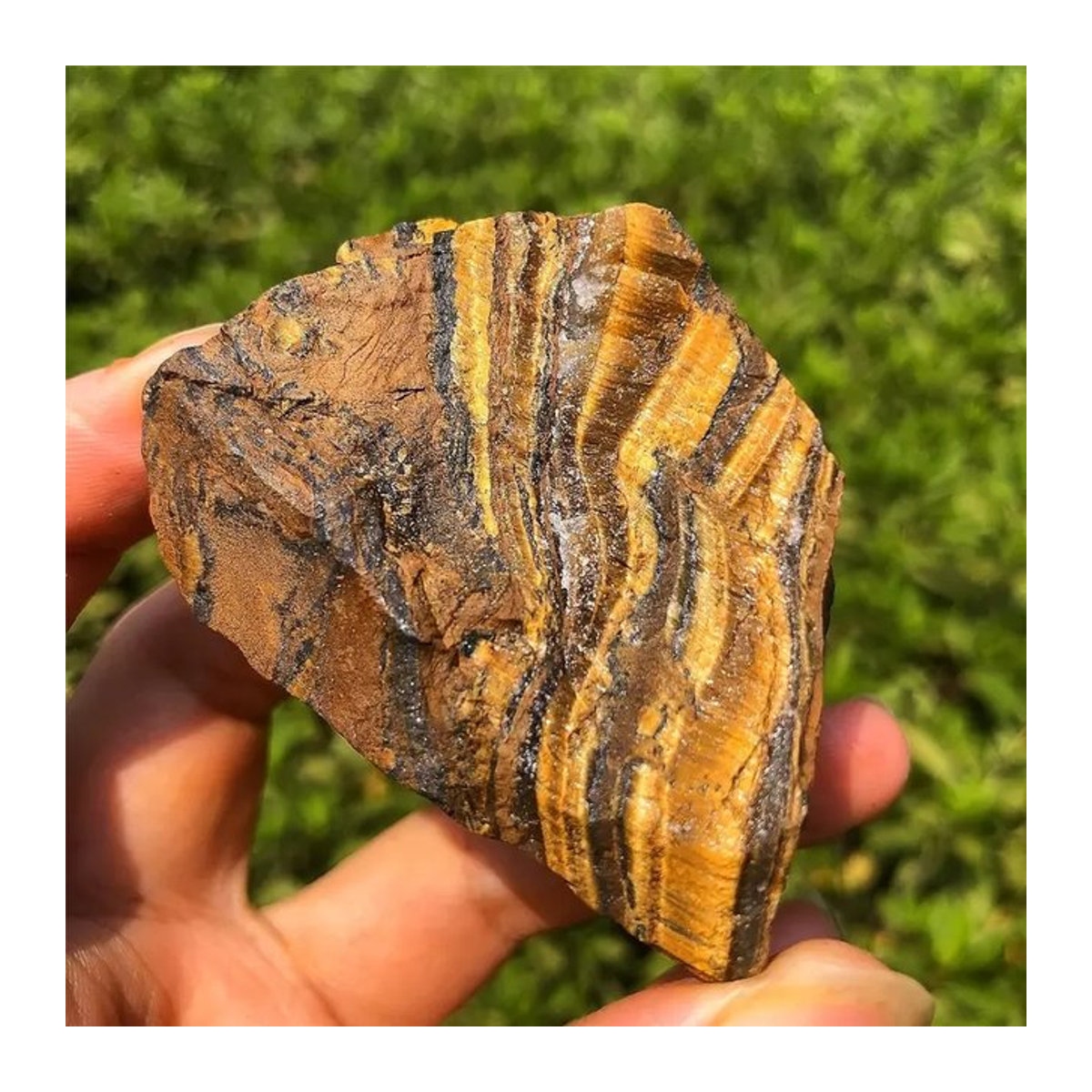 Sisterstone Tigerauge Naturstein als roher Kristall in Braun für Chakra, Deko und Aquarium - Bild 1