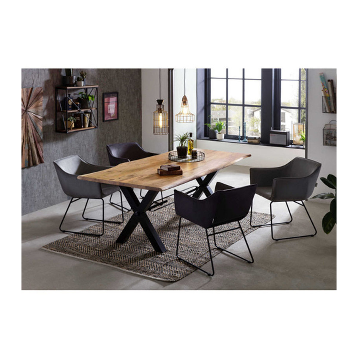 SIT Esstisch TABLES & CO aus Akazienholz und Metall in Schwarz und Natur im Industrial Design, H x B x T: 78 x 100 x 200 cm - Bild 1