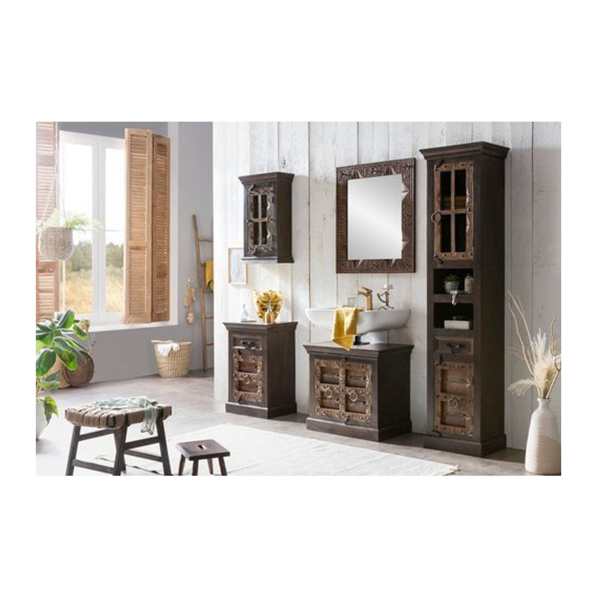 SIT Hochschrank ALMIRAH aus Altholz im Landhausstil, 2-türig, Braun - Bild 1
