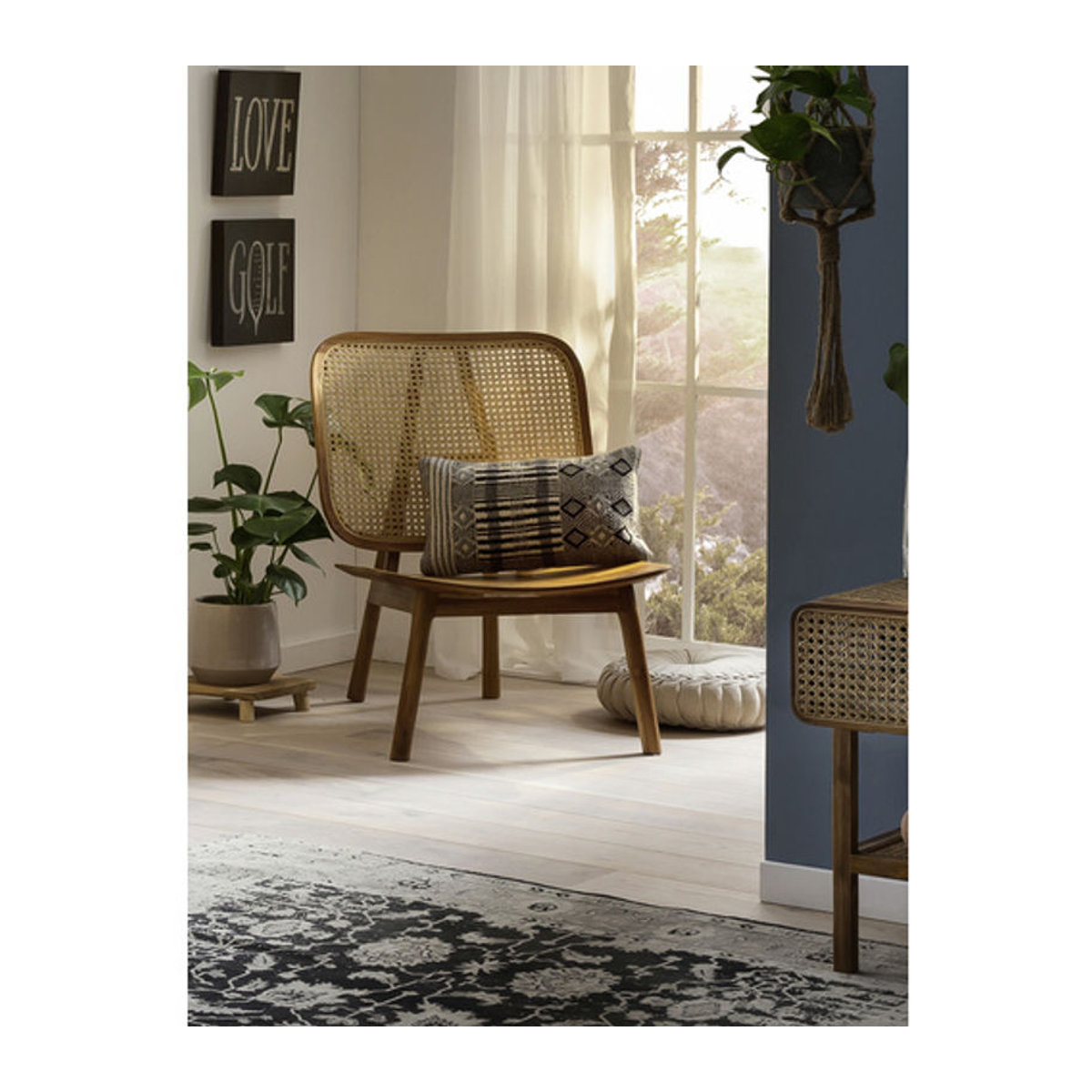 SIT Holzstuhl aus Teakholz und Rattan in Beige, B/H/T: 64 x 86 x 80 cm - Bild 2