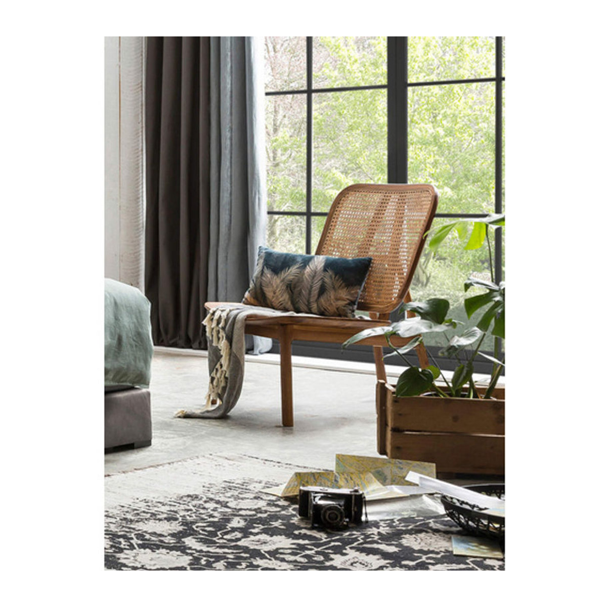 SIT Holzstuhl aus Teakholz und Rattan in Beige, B/H/T: 64 x 86 x 80 cm - Bild 3