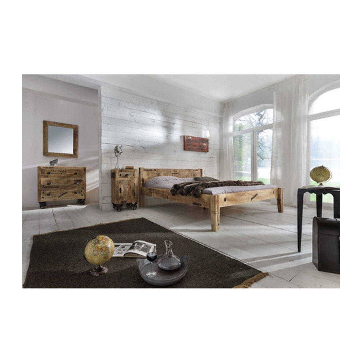 SIT Kommode RUSTIC aus Mangoholz und Metall im Industrial Design, 1-türig, Braun - Bild 2