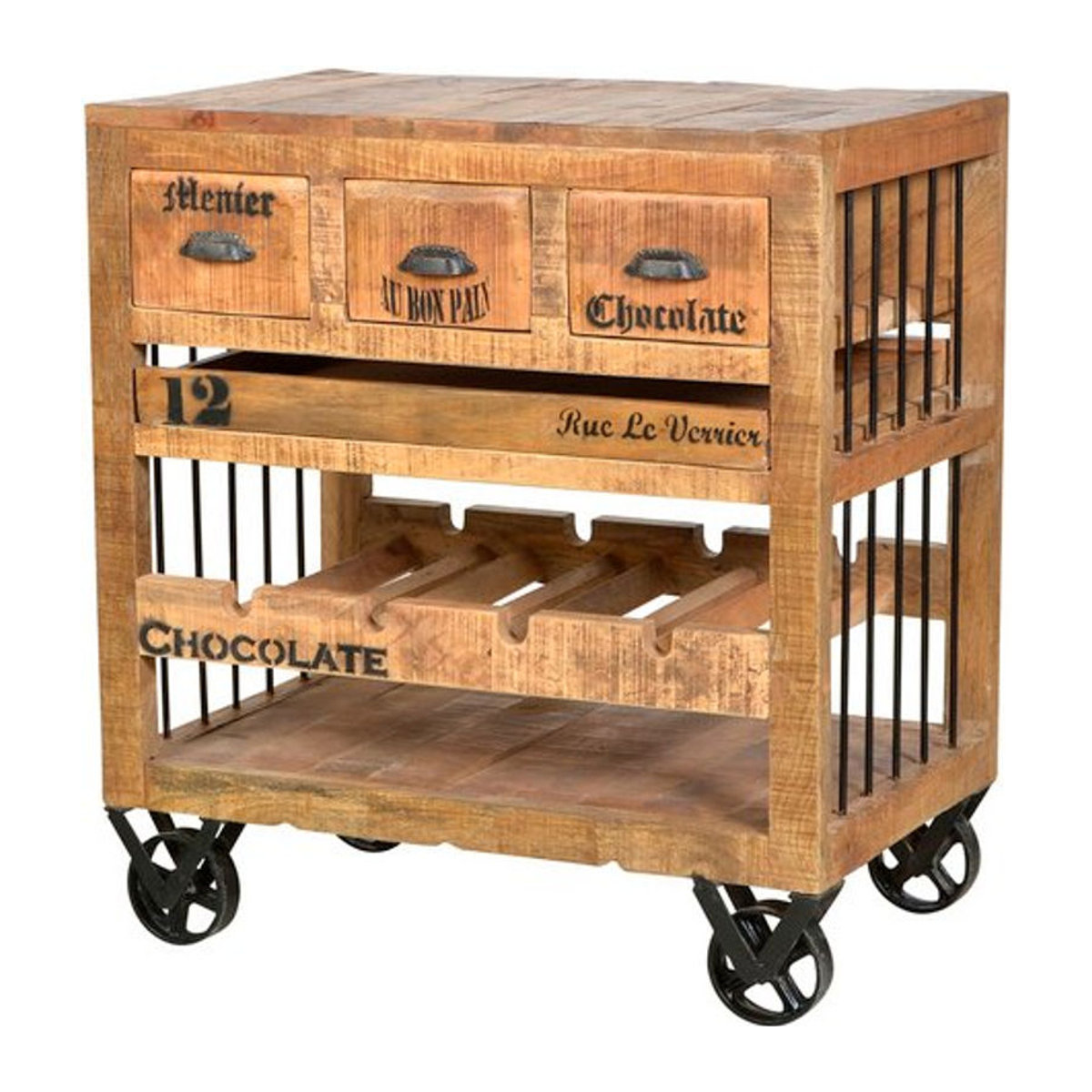 SIT Kommode RUSTIC im Industrial Design aus Mangoholz und Metall in Braun und Schwarz - Bild 1