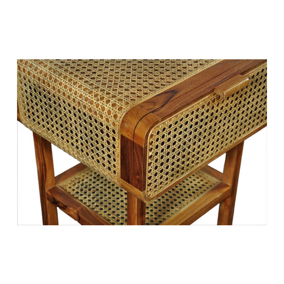 SIT Nachtkonsole ROMANTEAKA aus Teakholz mit Rattan-Geflecht in Braun, 1-türig, B: 48 cm, T: 45 cm, H: 60 cm - Bild 2