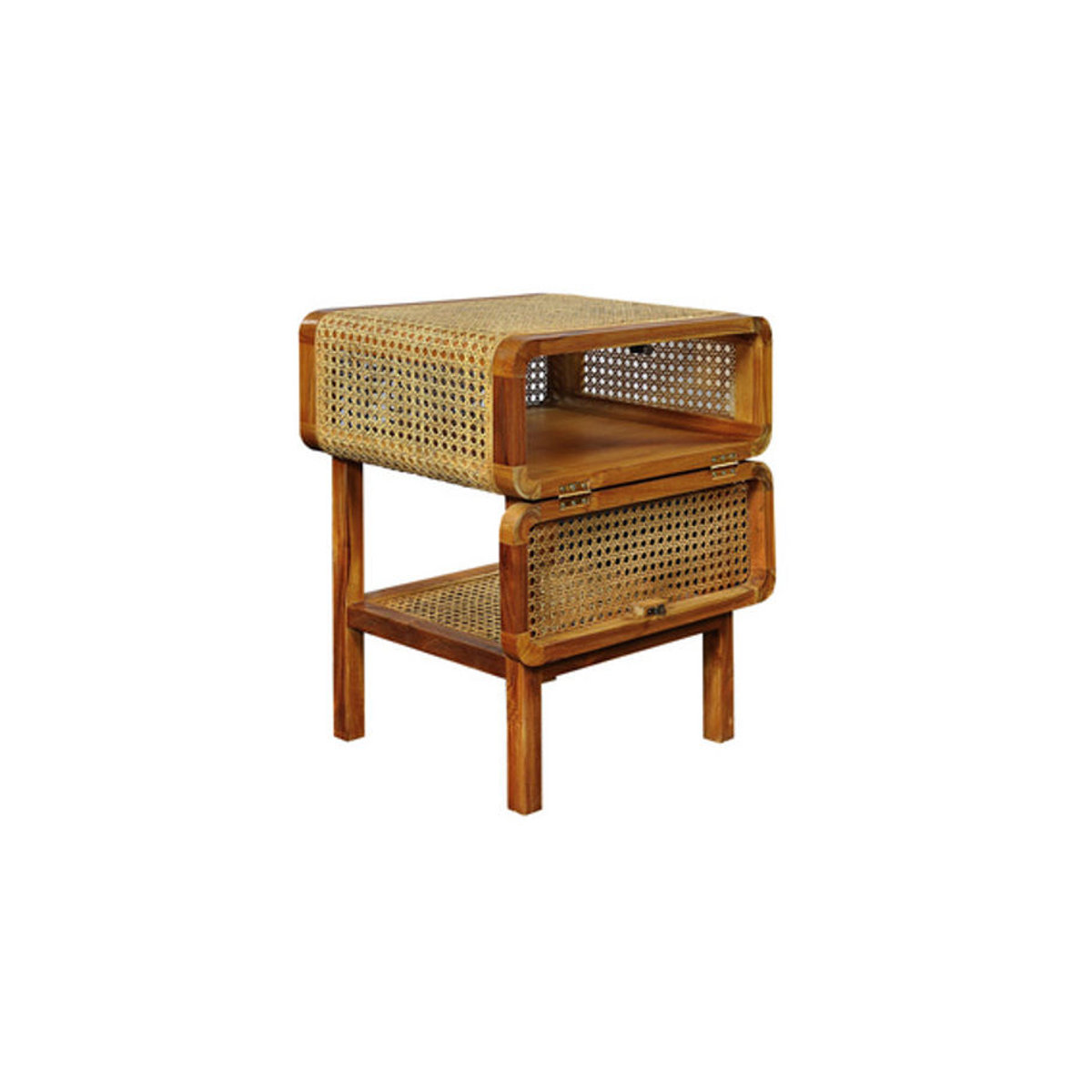 SIT Nachtkonsole ROMANTEAKA aus Teakholz mit Rattan-Geflecht in Braun, 1-türig, B: 48 cm, T: 45 cm, H: 60 cm - Bild 3