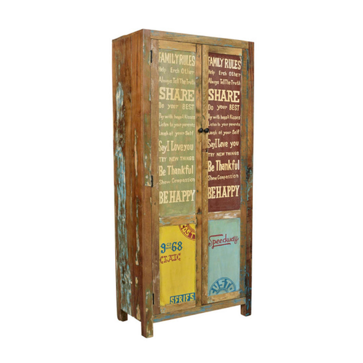 SIT Schrank SPEEDWAY aus Altholz in Bunt im Landhausstil mit 2 Drehtüren, B/T/H: 80 x 40 x 180 cm - Bild 2