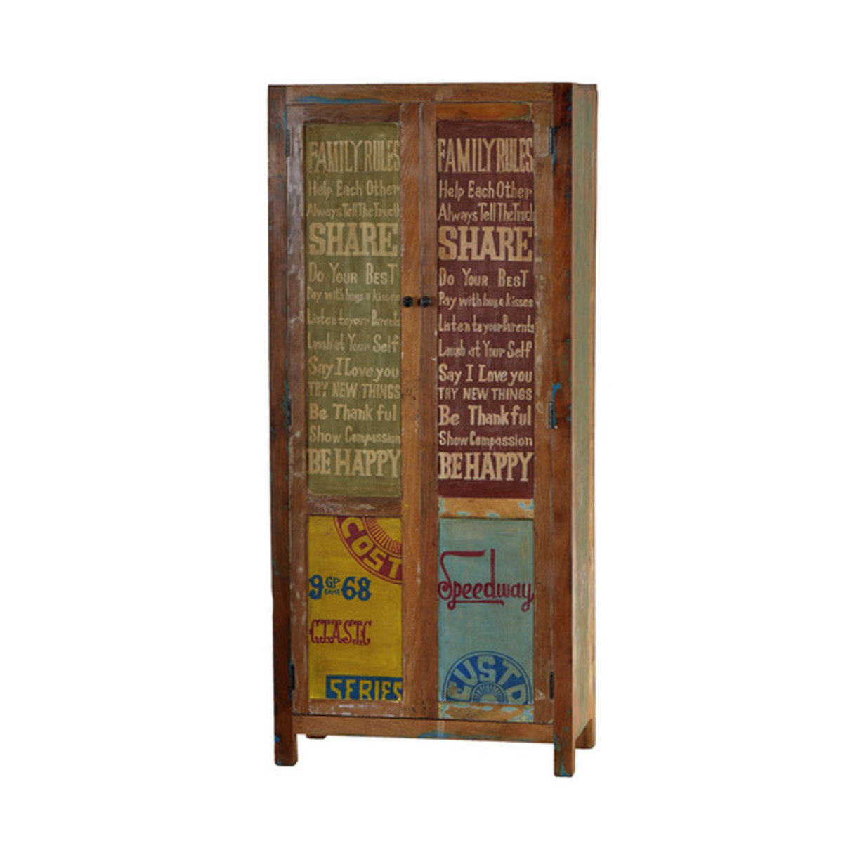 SIT Schrank SPEEDWAY aus Altholz in Bunt im Landhausstil mit 2 Drehtüren, B/T/H: 80 x 40 x 180 cm - Bild 3