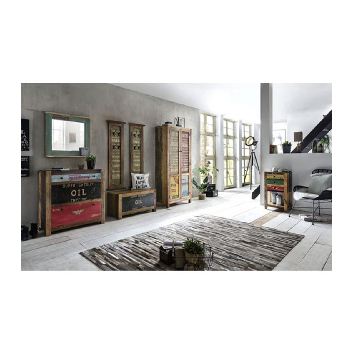 SIT Schrank SPEEDWAY aus Altholz in Bunt im Landhausstil mit 2 Drehtüren, B/T/H: 80 x 40 x 180 cm - Bild 4