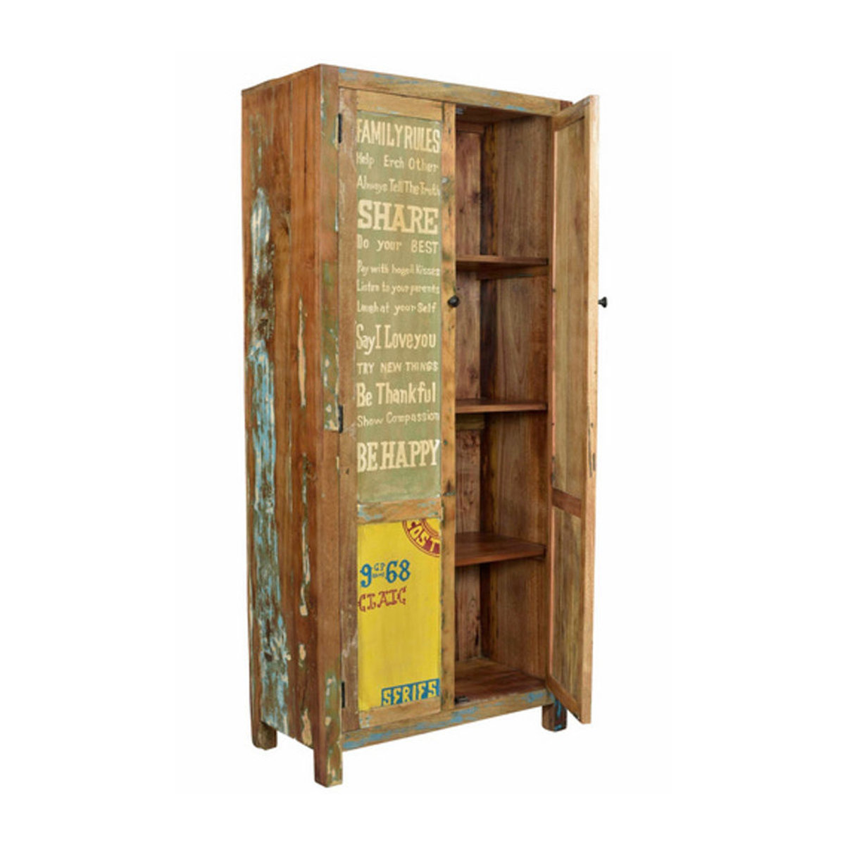 SIT Schrank SPEEDWAY aus Altholz in Bunt im Landhausstil mit 2 Drehtüren, B/T/H: 80 x 40 x 180 cm - Bild 5