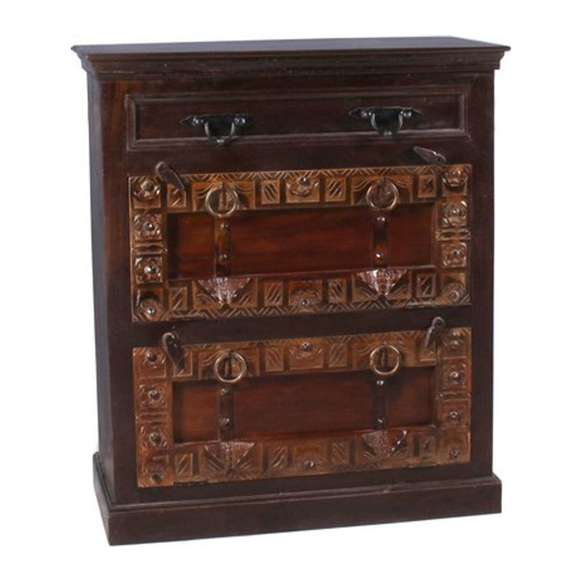 SIT Schuhschrank ALMIRAH aus Altholz in Braun mit 2 Drehtüren, H x B x T: 85 x 102 x 35 cm - Bild 1
