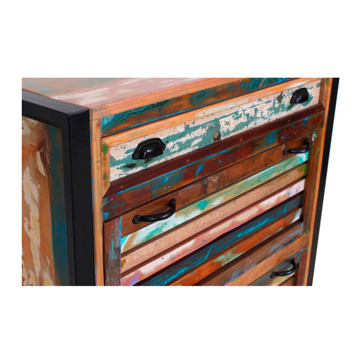 SIT Schuhschrank FIUME im Industrial Design aus Massivholz und Metall, 2-türig, Bunt, B: 85 cm, H: 96 cm, T: 35 cm - Bild 1