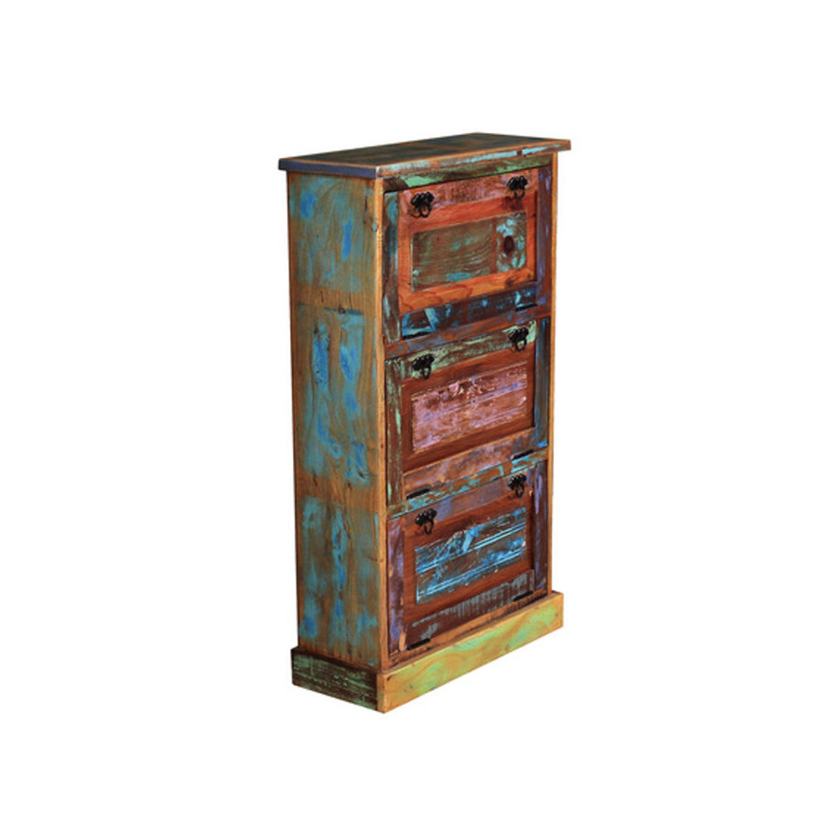 SIT Schuhschrank RIVERBOAT aus Altholz in Bunt im Bohemian-Stil, H x B x T: 110 x 65 x 25 cm - Bild 3