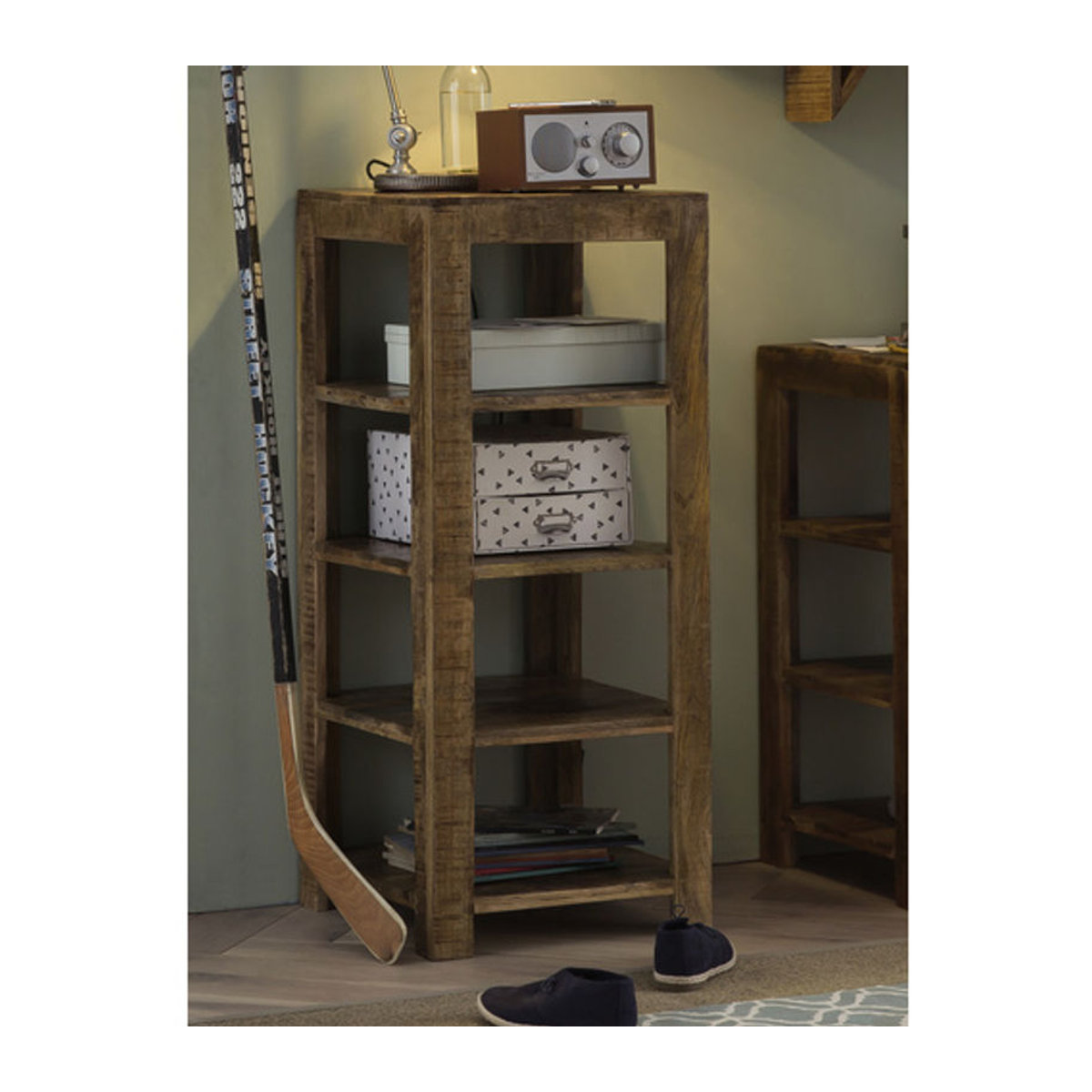 SIT Standregal aus Massivholz im Industrial Design, Farbe Natur Braun, B/T: 44 x 44 cm - Bild 2