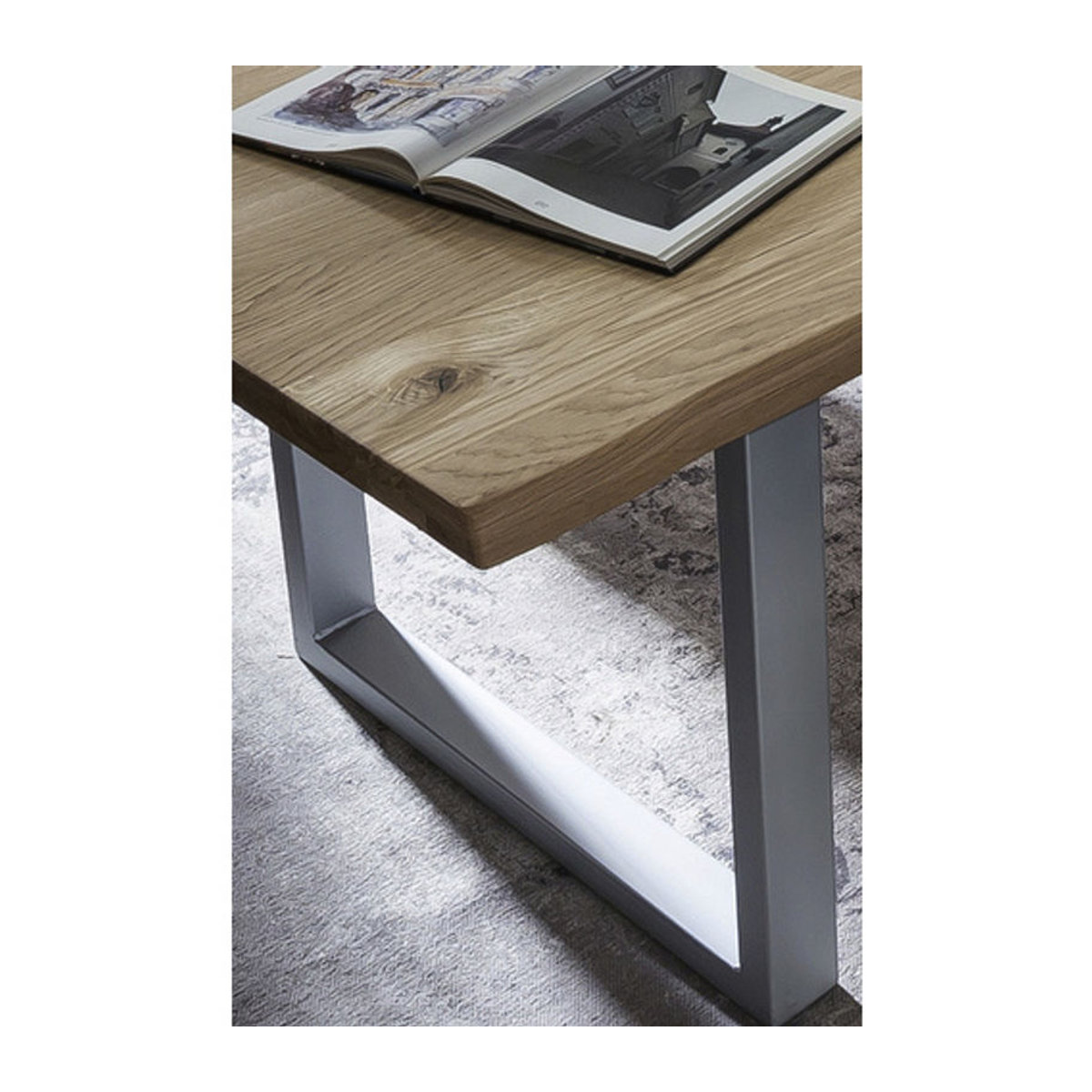 SIT Tisch Modern aus Eiche Holz und Metall in Braun, H x T: 76 x 90 cm - Bild 2
