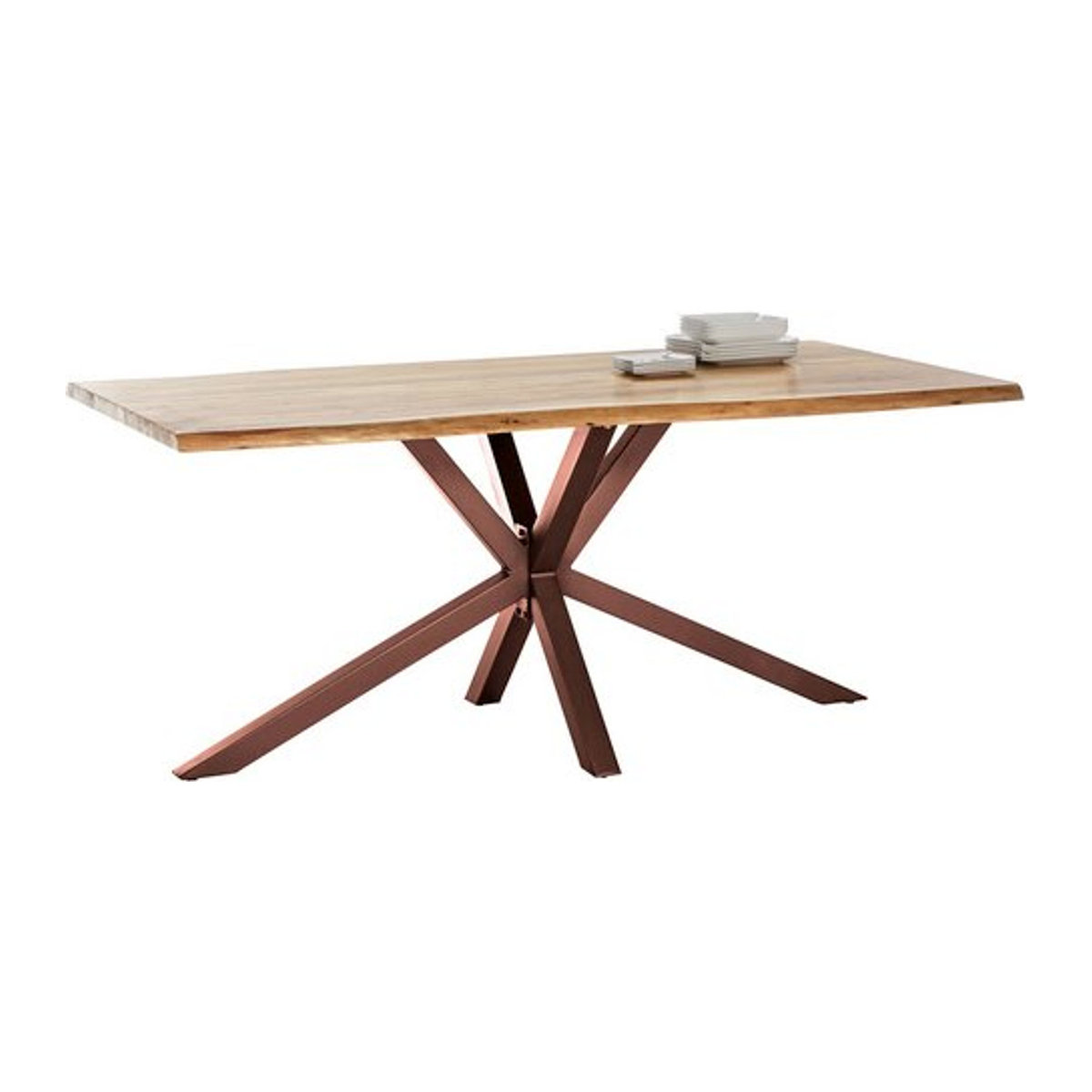 SIT Tisch TABLES & CO aus Akazie und Metall in Braun, H x T: 80 x 100 cm, Industrial Design - Bild 1