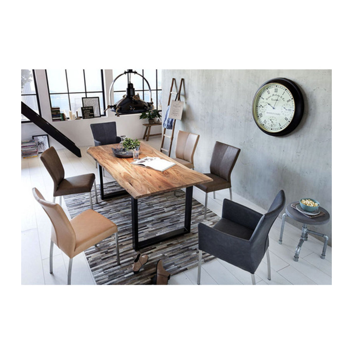 SIT Tisch TABLES & CO aus Akazie und Stahl im Industrial Design, braun, H x B x T: 76 x 100 x 200 cm - Bild 2
