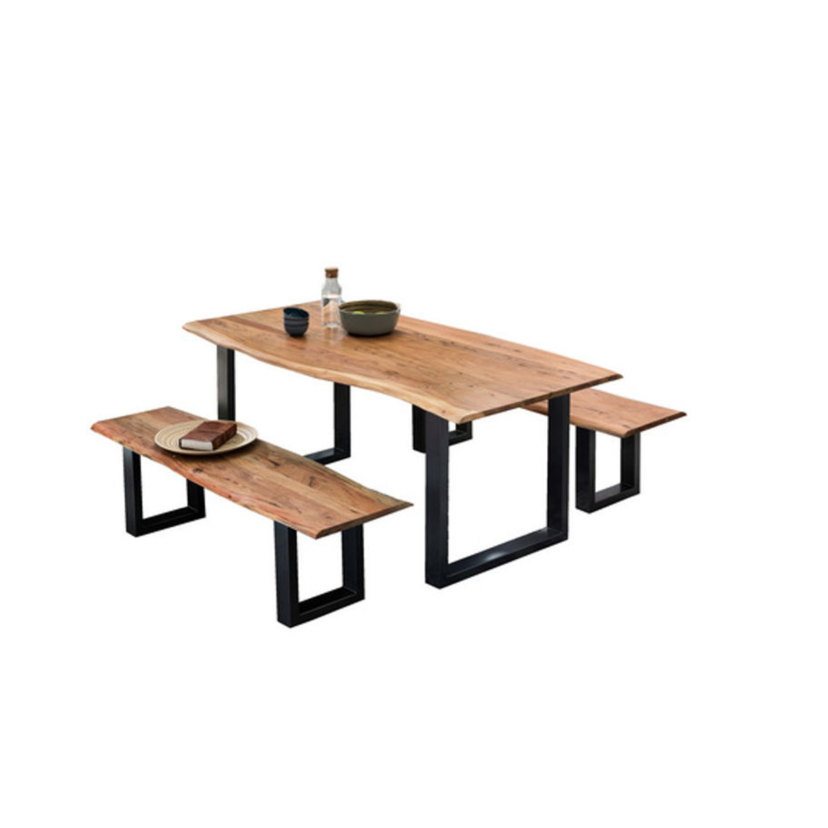 SIT Tisch TABLES & CO aus Akazie und Stahl in Schwarz und Natur, Rechteckig, H x B x T: 78 x 220 x 100 cm, Industrial Style - Bild 2