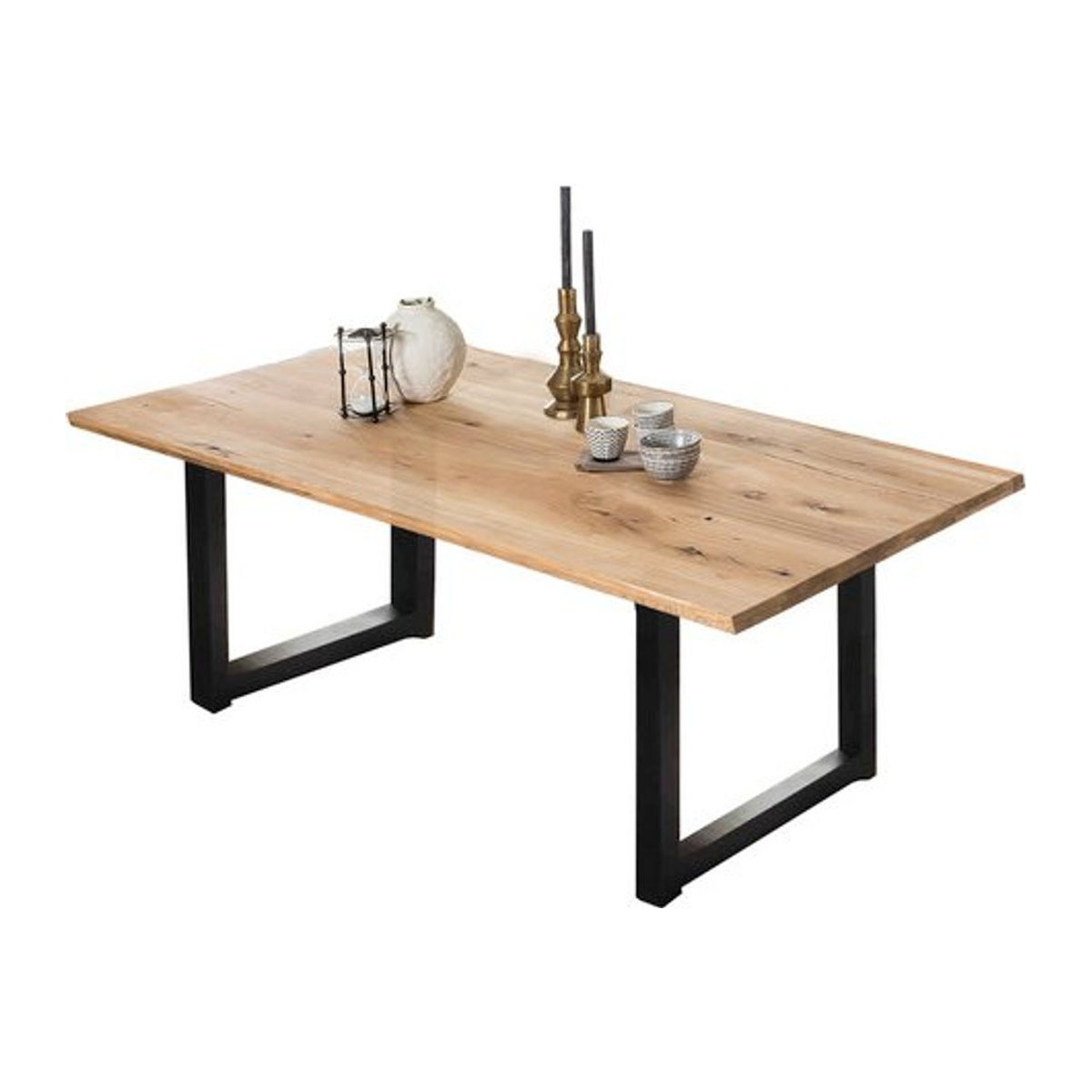 SIT Tisch TABLES & CO aus Holz und Metall im Industrial Design, Rechteckig, H x T: 75 x 100 cm, Schwarz/Eiche/Natur/Braun - Bild 1