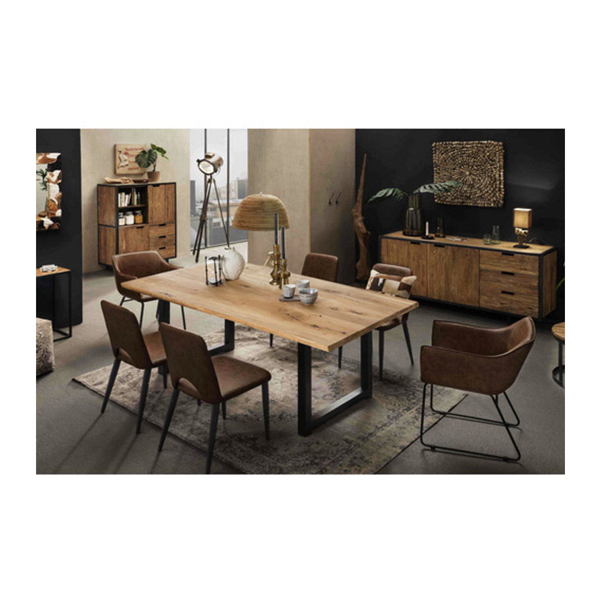SIT Tisch TABLES & CO aus Holz und Metall im Industrial Design, Rechteckig, H x T: 75 x 100 cm, Schwarz/Eiche/Natur/Braun - Bild 2