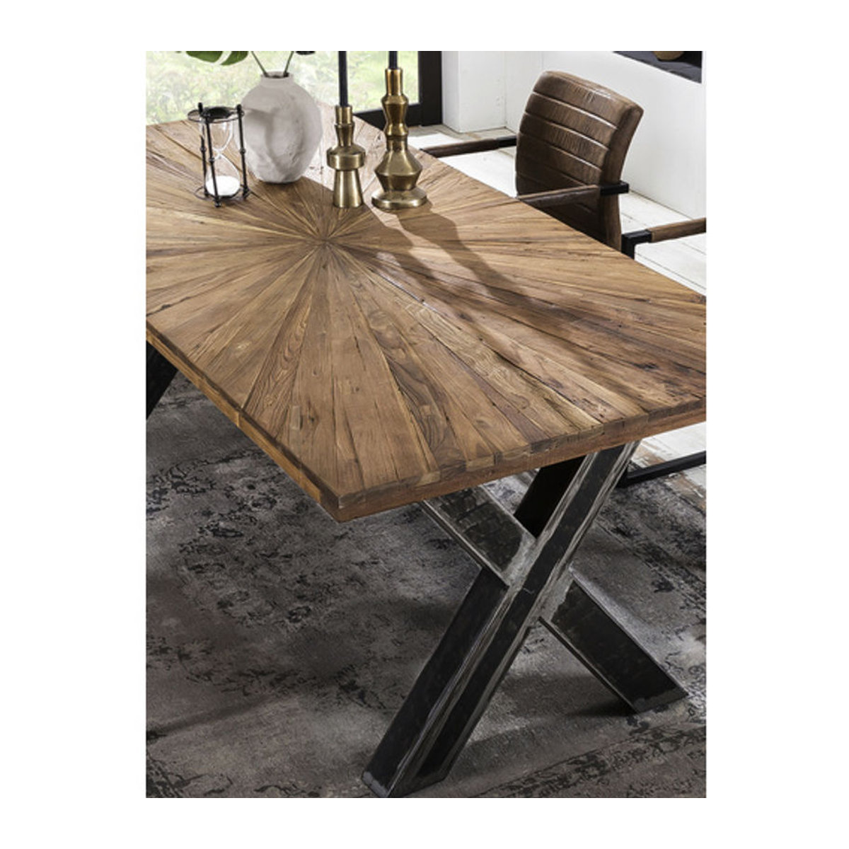 SIT Tisch TABLES & CO aus Holz und Metall in Braun, H x B x T: 76 x 100 x 180 cm - Bild 2