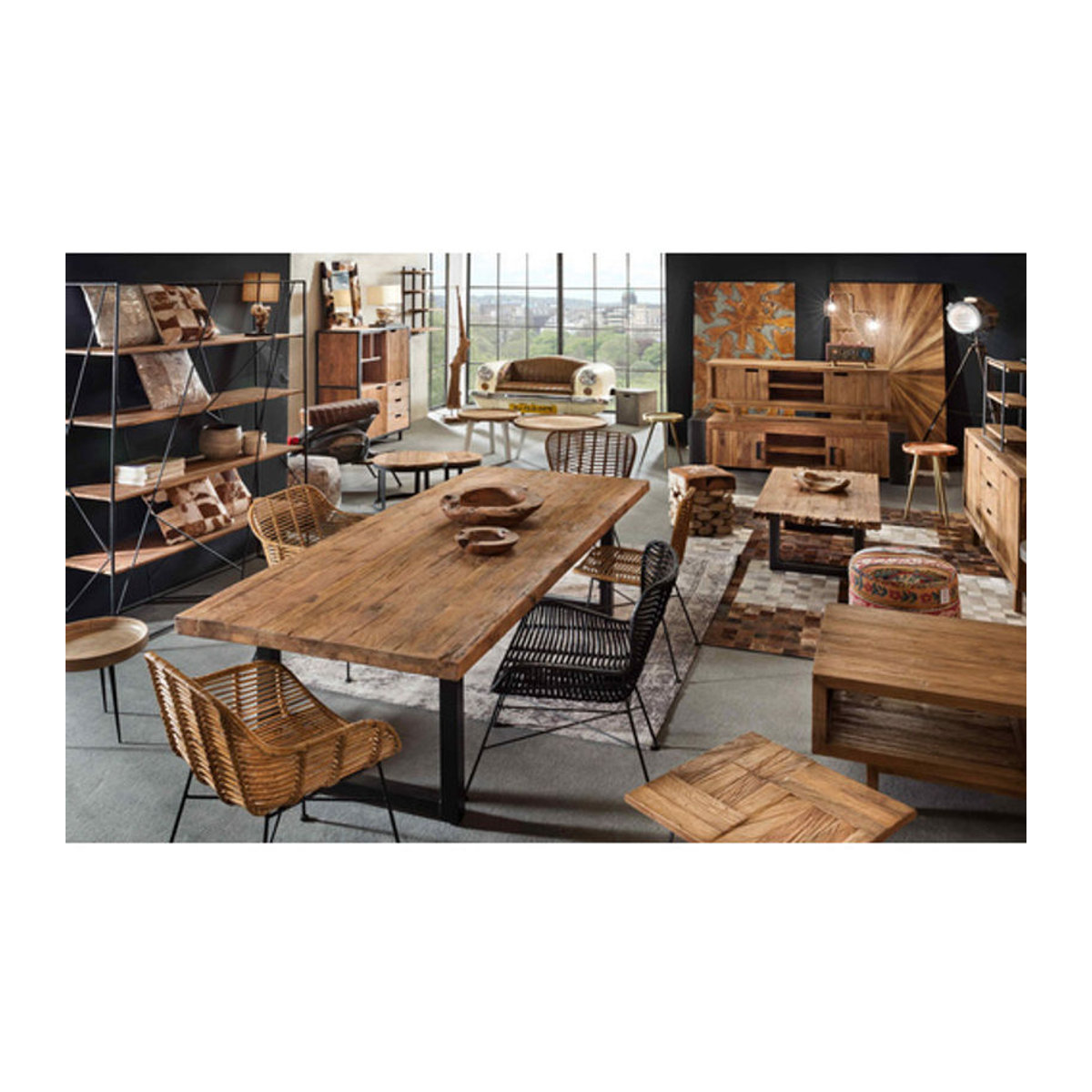 SIT Tisch TABLES & CO aus Holz und Metall in Braun im Industrial Design, H x T: 76 x 100 cm - Bild 1