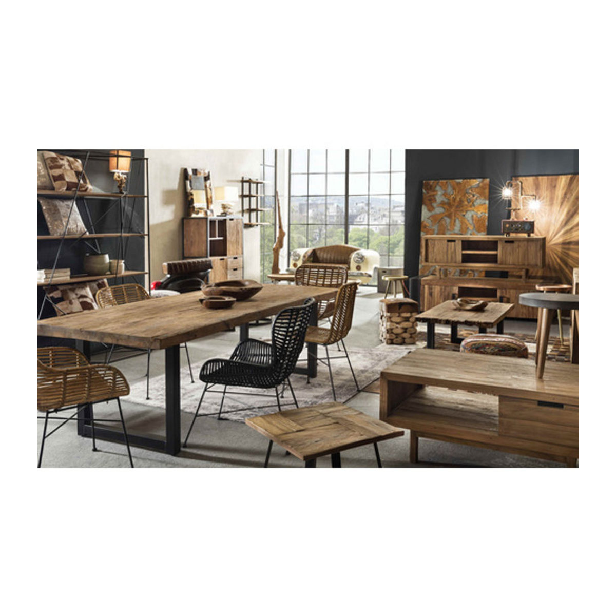 SIT Tisch TABLES & CO aus Holz und Metall in Braun im Industrial Design, H x T: 76 x 100 cm - Bild 2