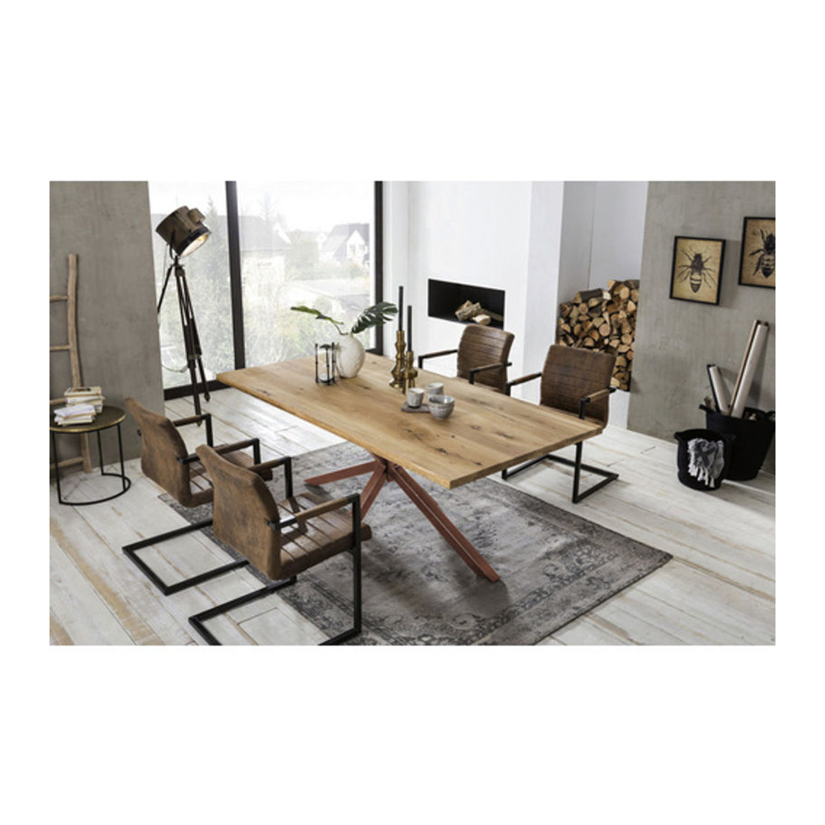 SIT Tisch TABLES & CO aus Holz und Metall in Eiche Braun im Industrial Design, H x T: 76 x 100 cm - Bild 2