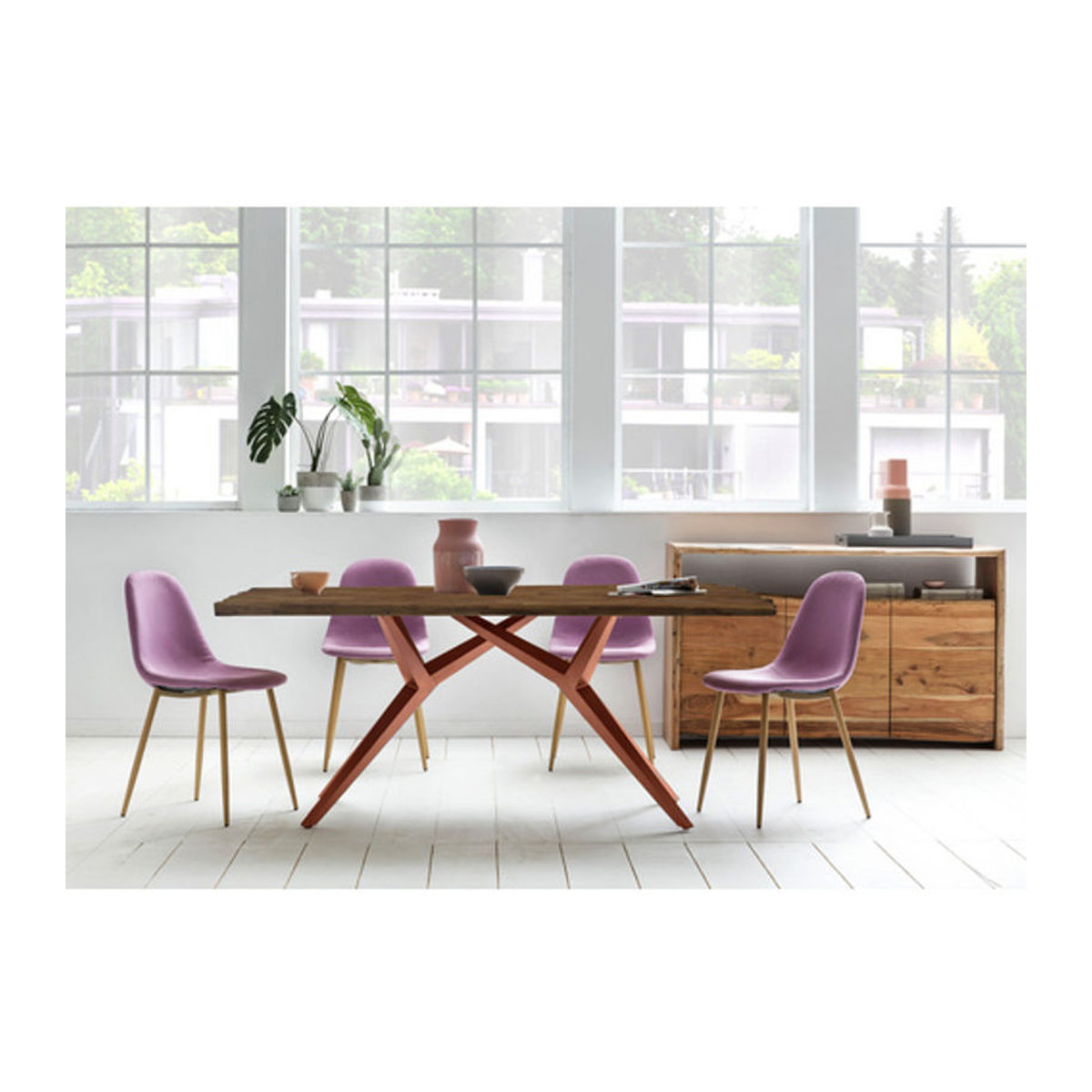 SIT Tisch TABLES & CO aus Holz und Teak in Braun mit Metallgestell, Rechteckig, H x B x T: 73,5 x 100 x 220 cm - Bild 1