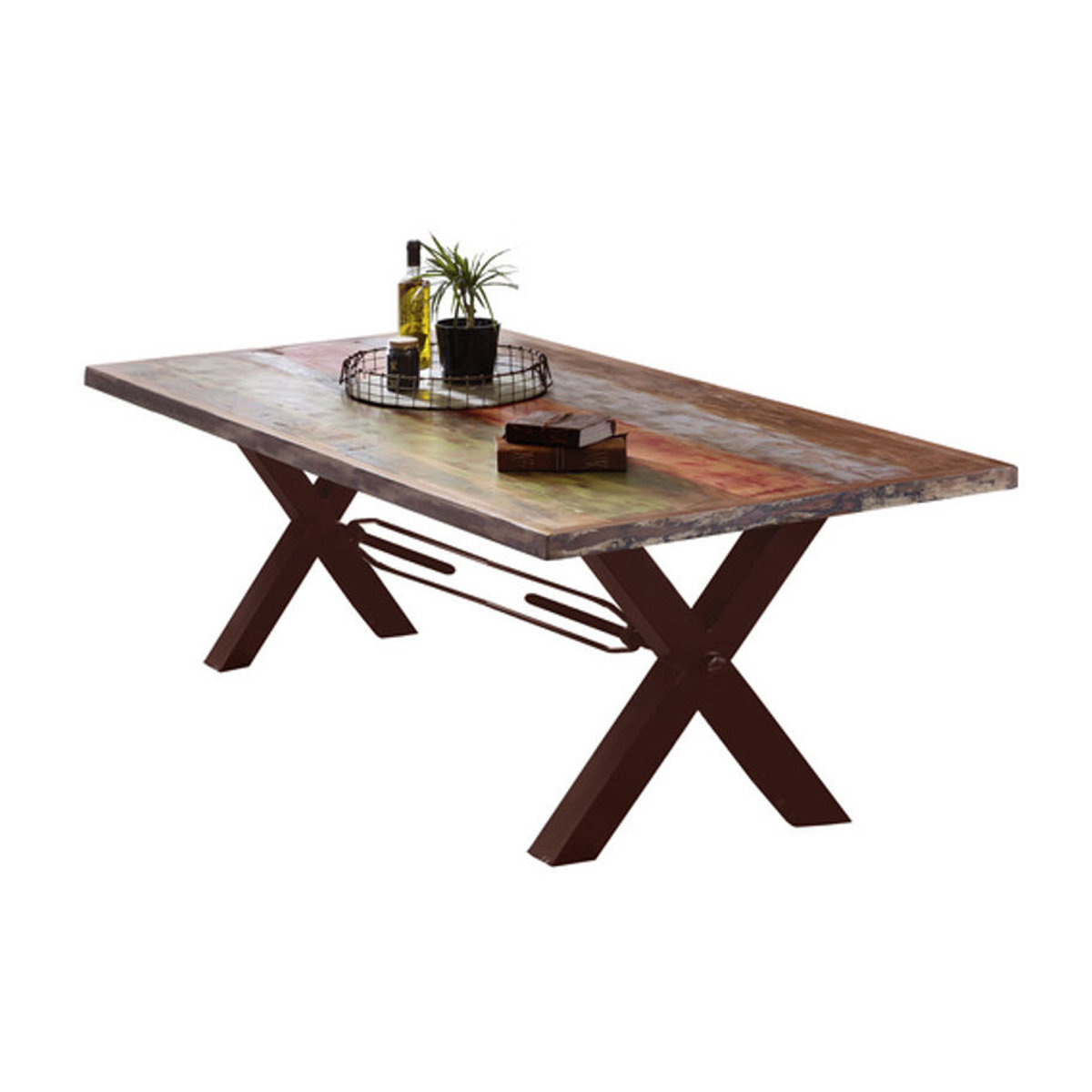 SIT Tisch TABLES & CO im Industrial Design aus Holz und Metall, Braun, H x T: 76,5 x 85 cm - Bild 1