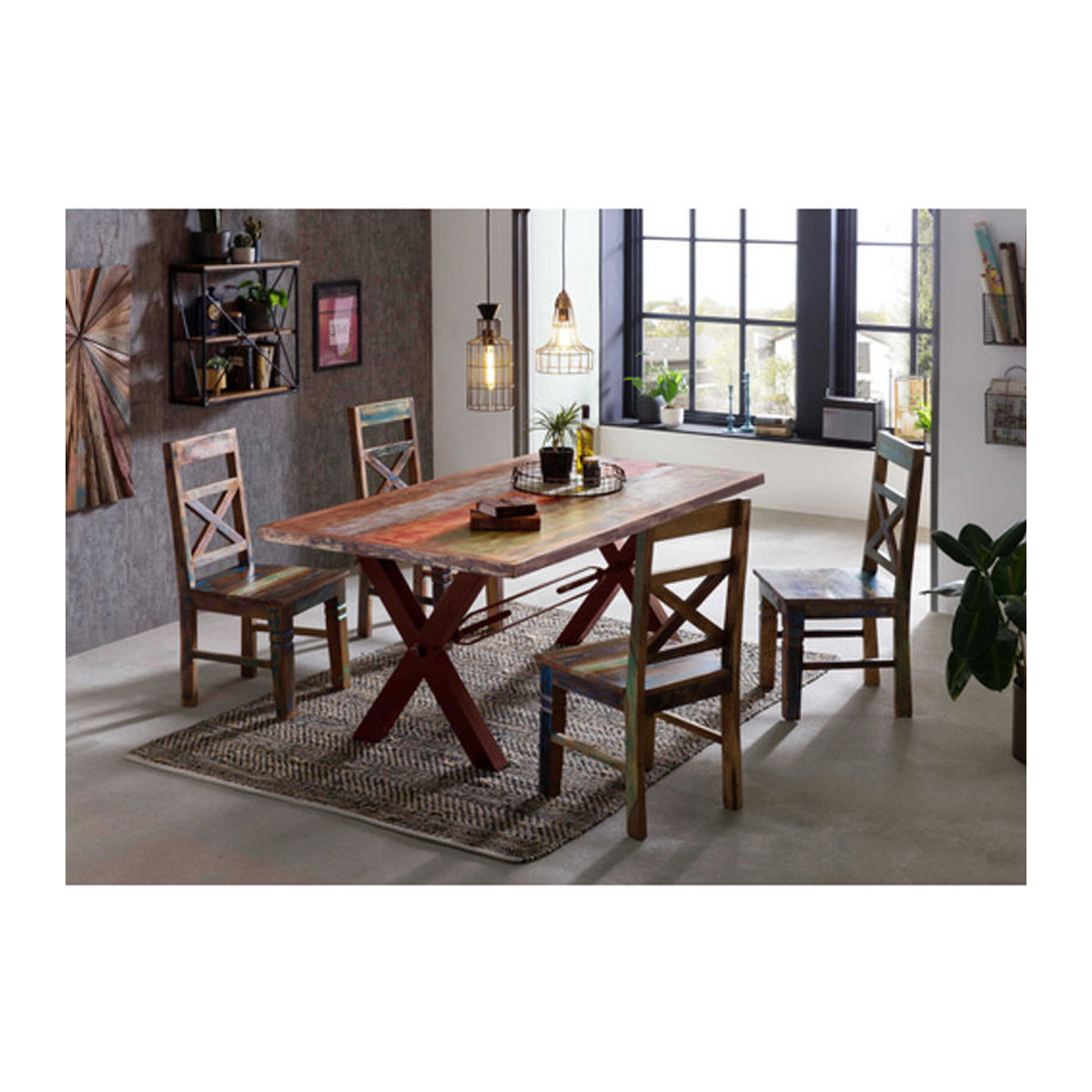 SIT Tisch TABLES & CO im Industrial Design aus Holz und Metall, Braun, H x T: 76,5 x 85 cm - Bild 2