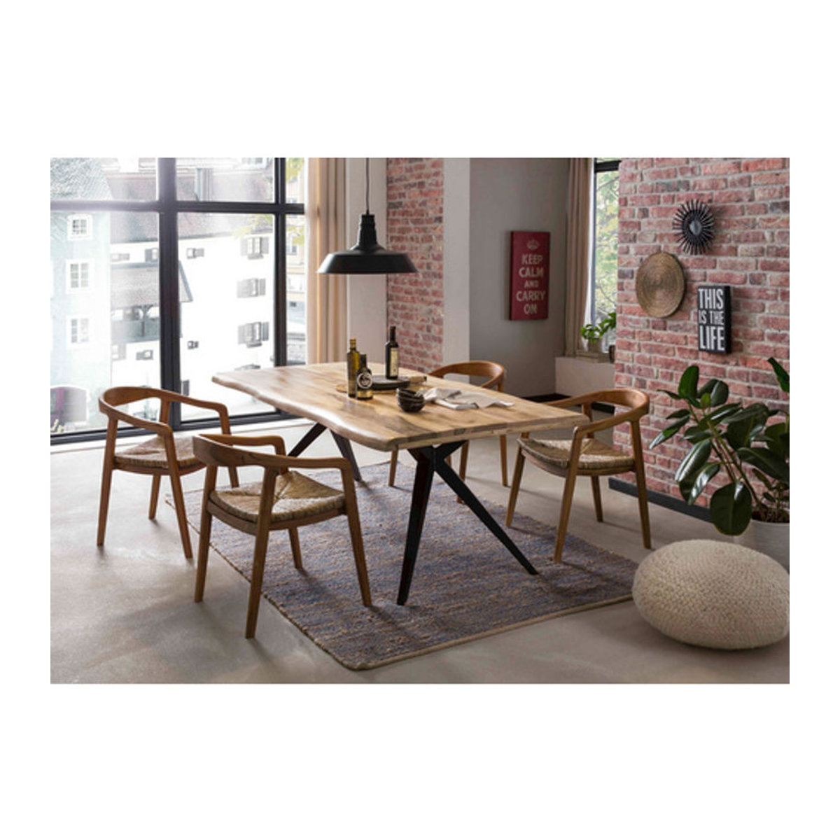SIT Tisch TABLES & CO im Industrial Design aus Holz und Metall, Braun, H x T: 78 x 90 cm - Bild 2