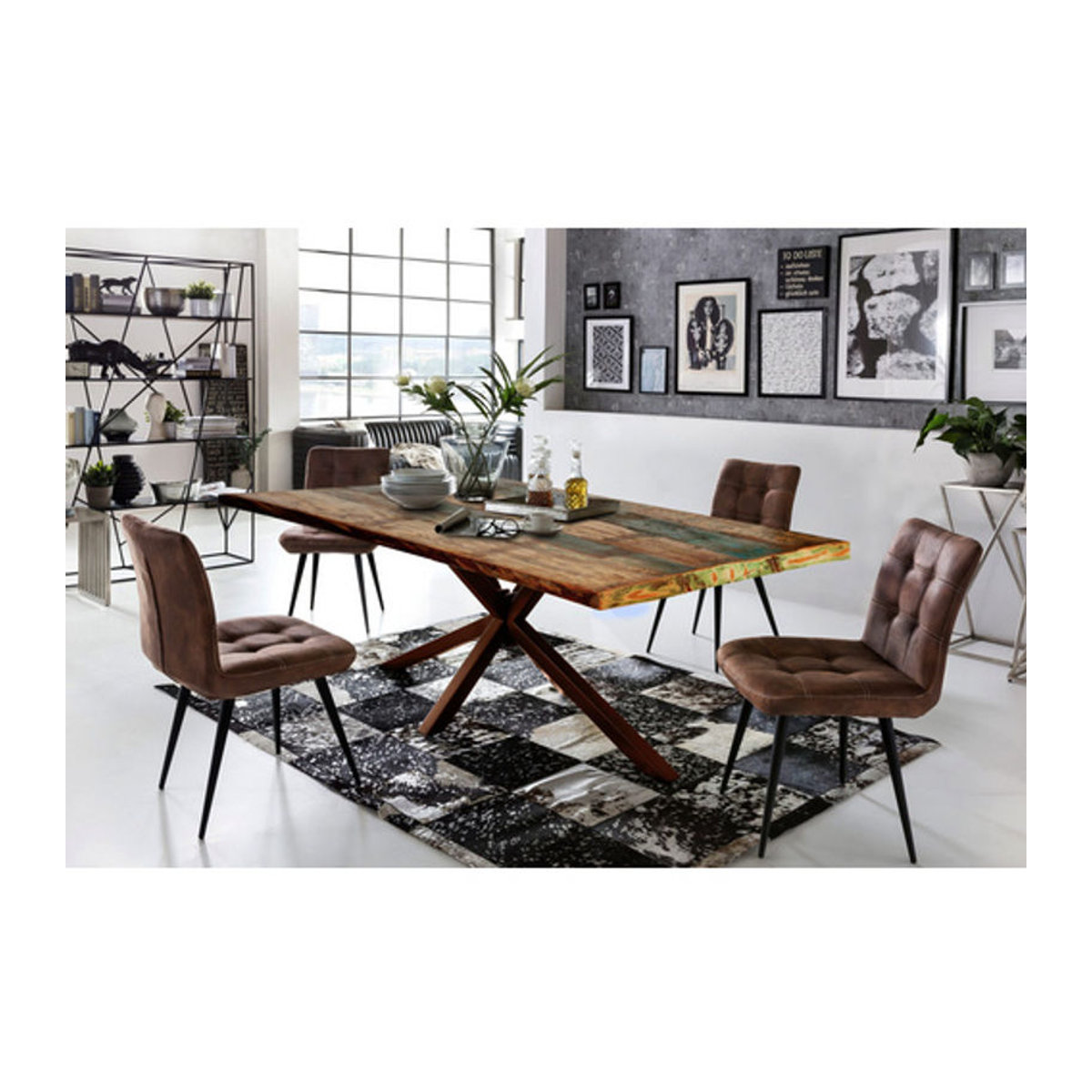SIT Tisch TABLES & CO im Industrial Design aus Holz und Metall, braun, Rechteckig, H x T: 76 x 100 cm - Bild 1