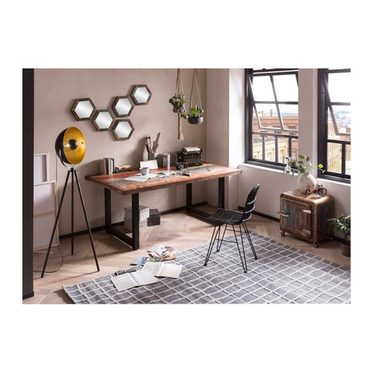 SIT Tisch TABLES & CO im Industrial Design aus Holz und Stahl, Schwarz, H x T: 76,5 x 100 cm - Bild 1