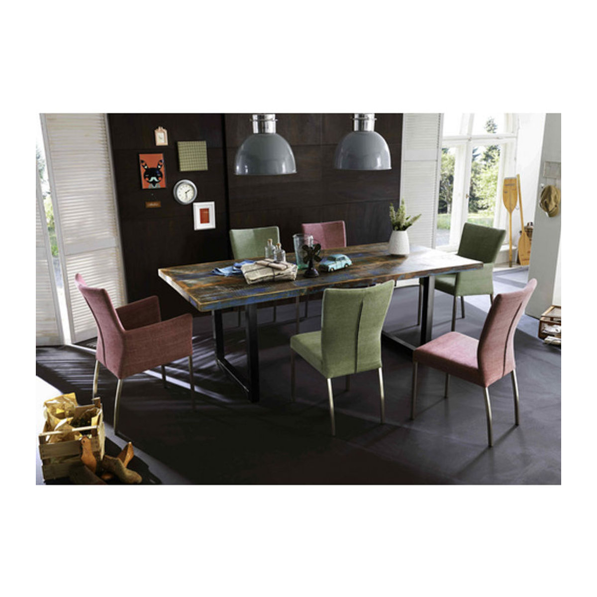 SIT Tisch TABLES & CO im Industrial Design aus Holz und Stahl, Schwarz, H x T: 76,5 x 100 cm - Bild 2