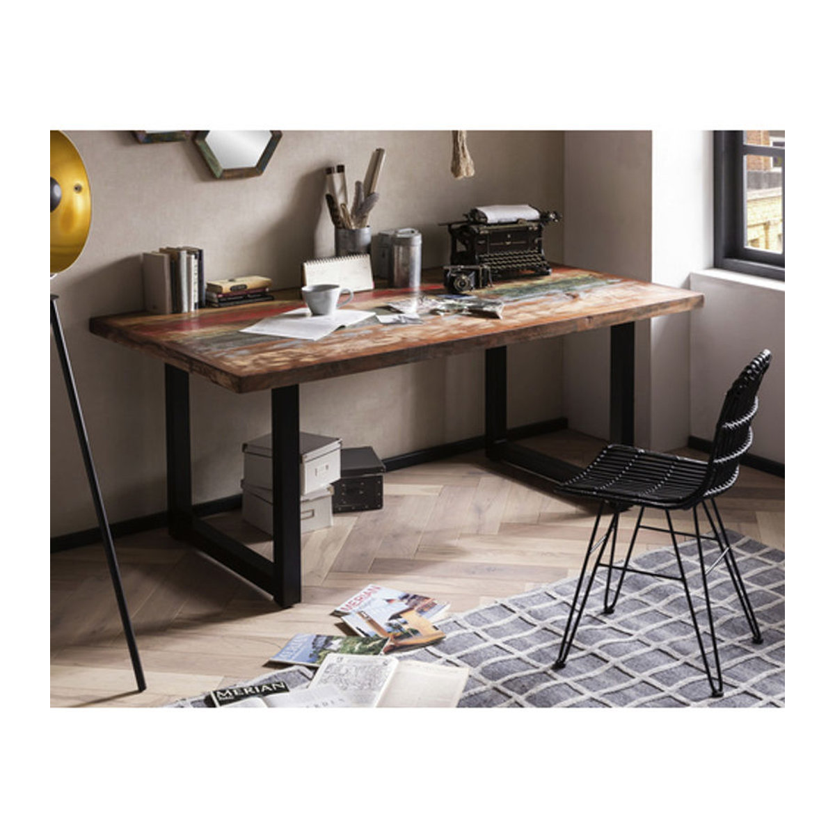 SIT Tisch TABLES & CO im Industrial Design aus Holz und Stahl, Schwarz, H x T: 76,5 x 100 cm - Bild 4