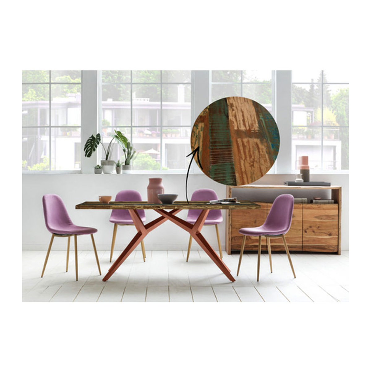 SIT Tisch TABLES & CO in Braun aus Holz und Metall im Industrial Design, H x T: 73 x 85 cm - Bild 1