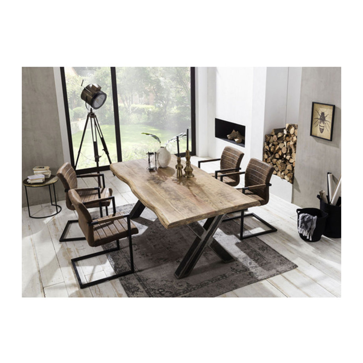 SIT Tisch TABLES & CO in Braun aus Holz und Metall im Industrial Design, H x T: 76 x 100 cm - Bild 2