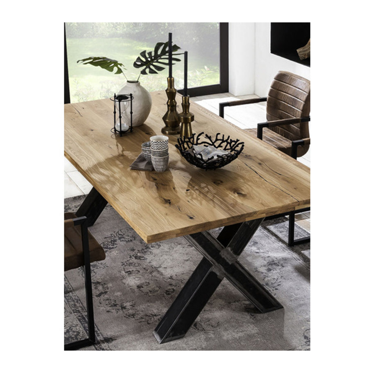 SIT Tisch TABLES & CO in Eiche Natur und Braun aus Holz und Metall im Industrial Design, H x T: 75 x 100 cm - Bild 2