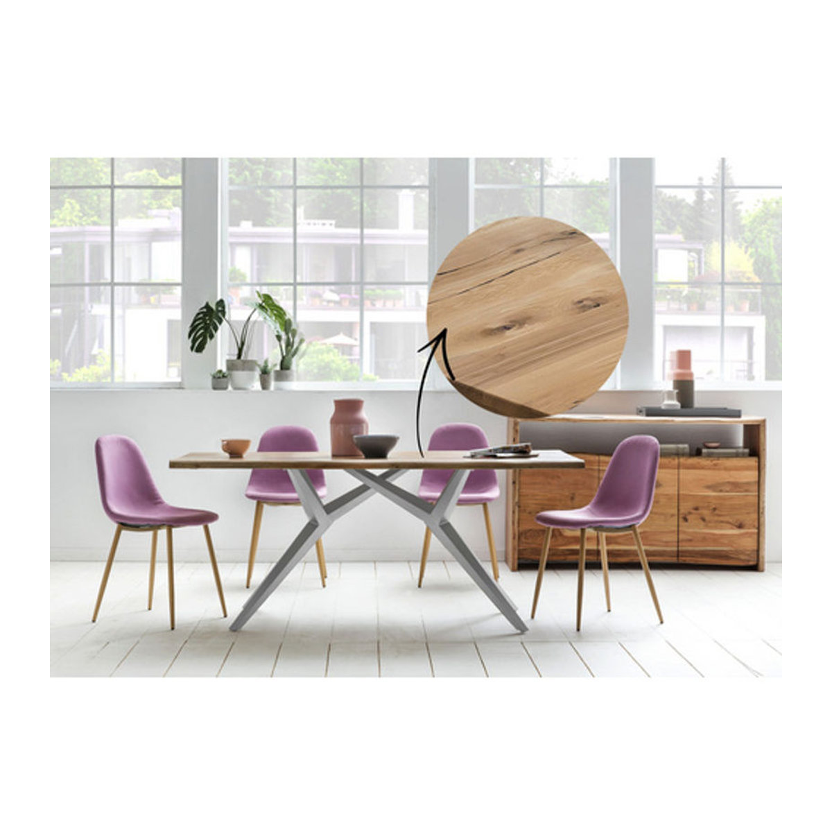 SIT Tisch TABLES & CO in Eiche und Metall im Industrial Design, Farbe Braun, H x T: 73 x 100 cm - Bild 2
