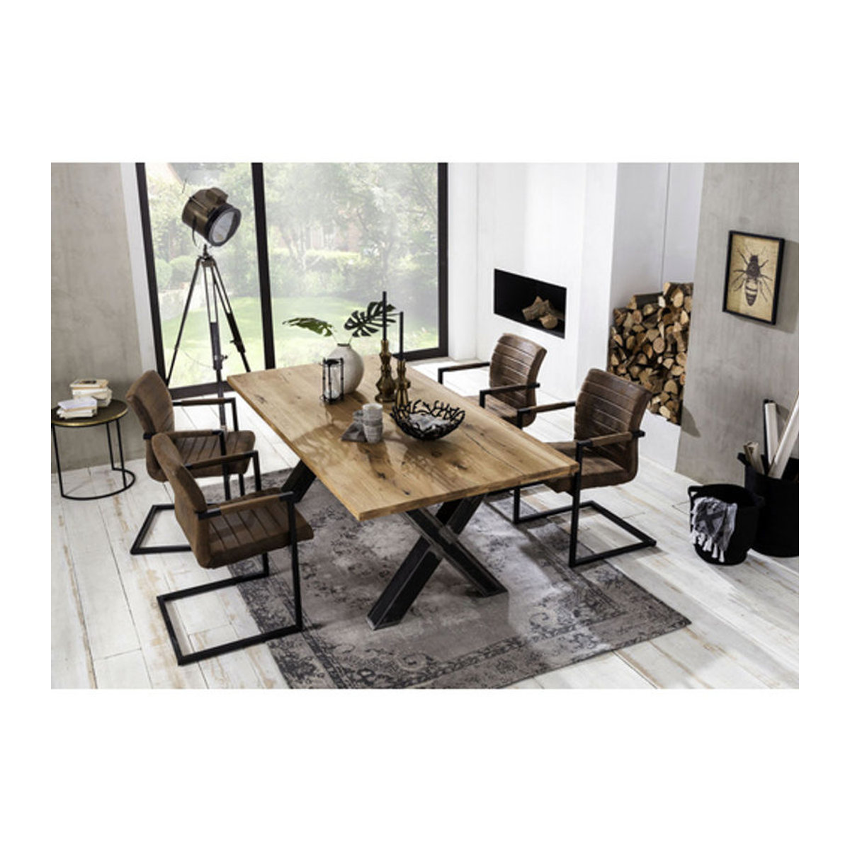 SIT Tisch TABLES & CO in Eiche und Metall im Industrial Design, Farbe Braun, H x T: 75 x 100 cm - Bild 3