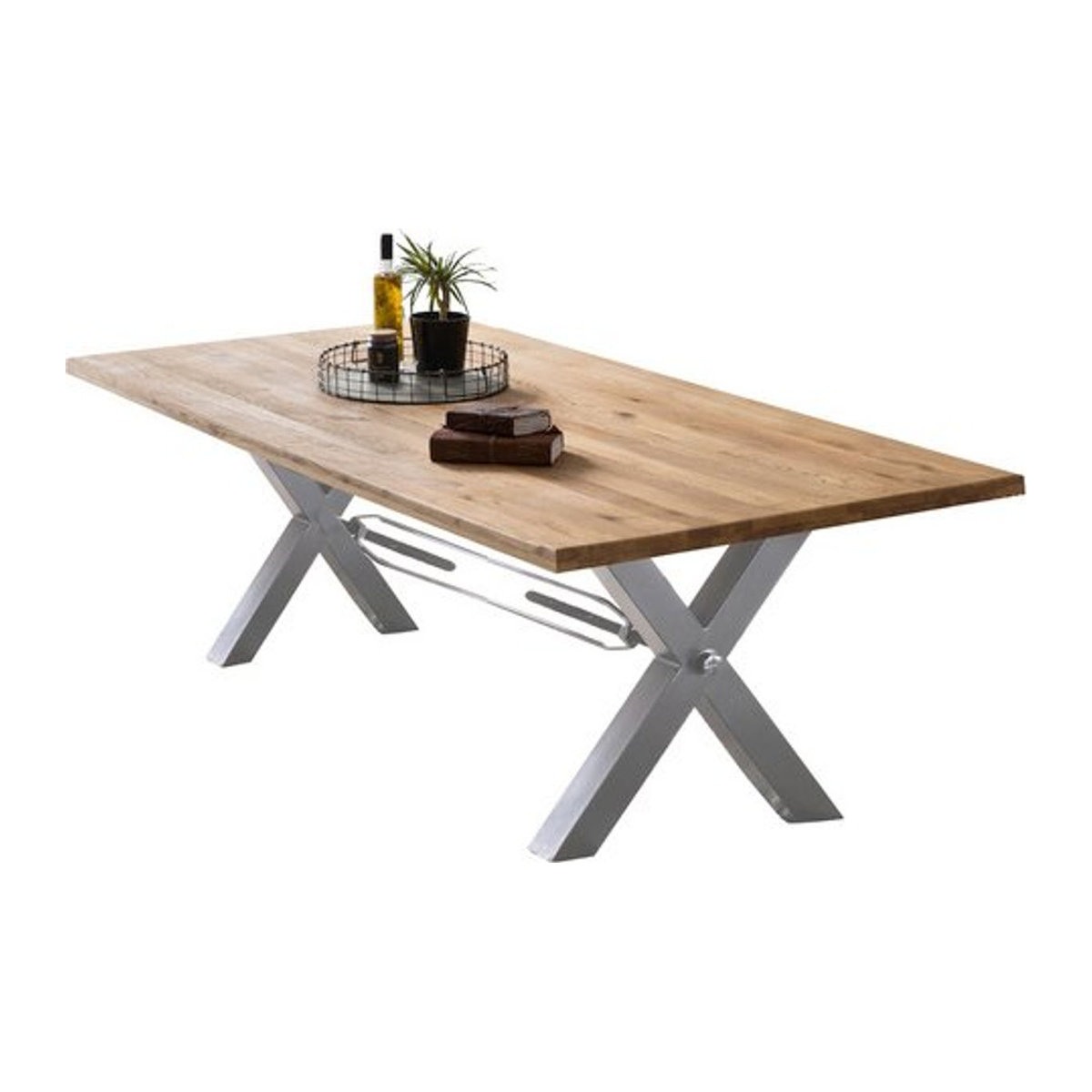 SIT Tisch TABLES & CO in Eiche und Silber im Industrial Design, Rechteckig, H: 76 cm, B: 100 cm, T: 240 cm - Bild 1