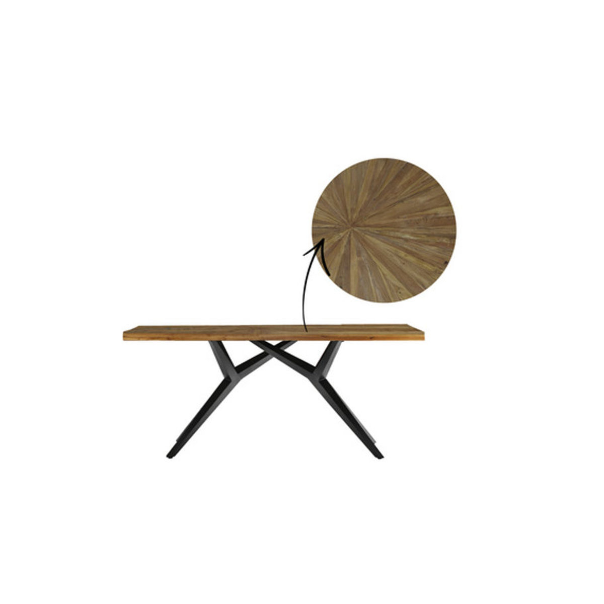 SIT Tisch TABLES & CO in Holz und Metall im Industrial Design, Farbe Braun, H x T: 76 x 90 cm - Bild 2