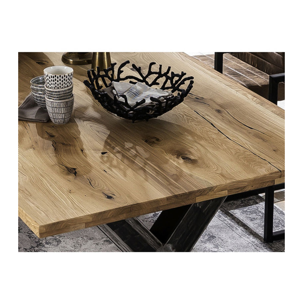 SIT Tisch TABLES & CO in Holz und Metall, Industrial Design, Braun, H x T: 75 x 100 cm - Bild 2