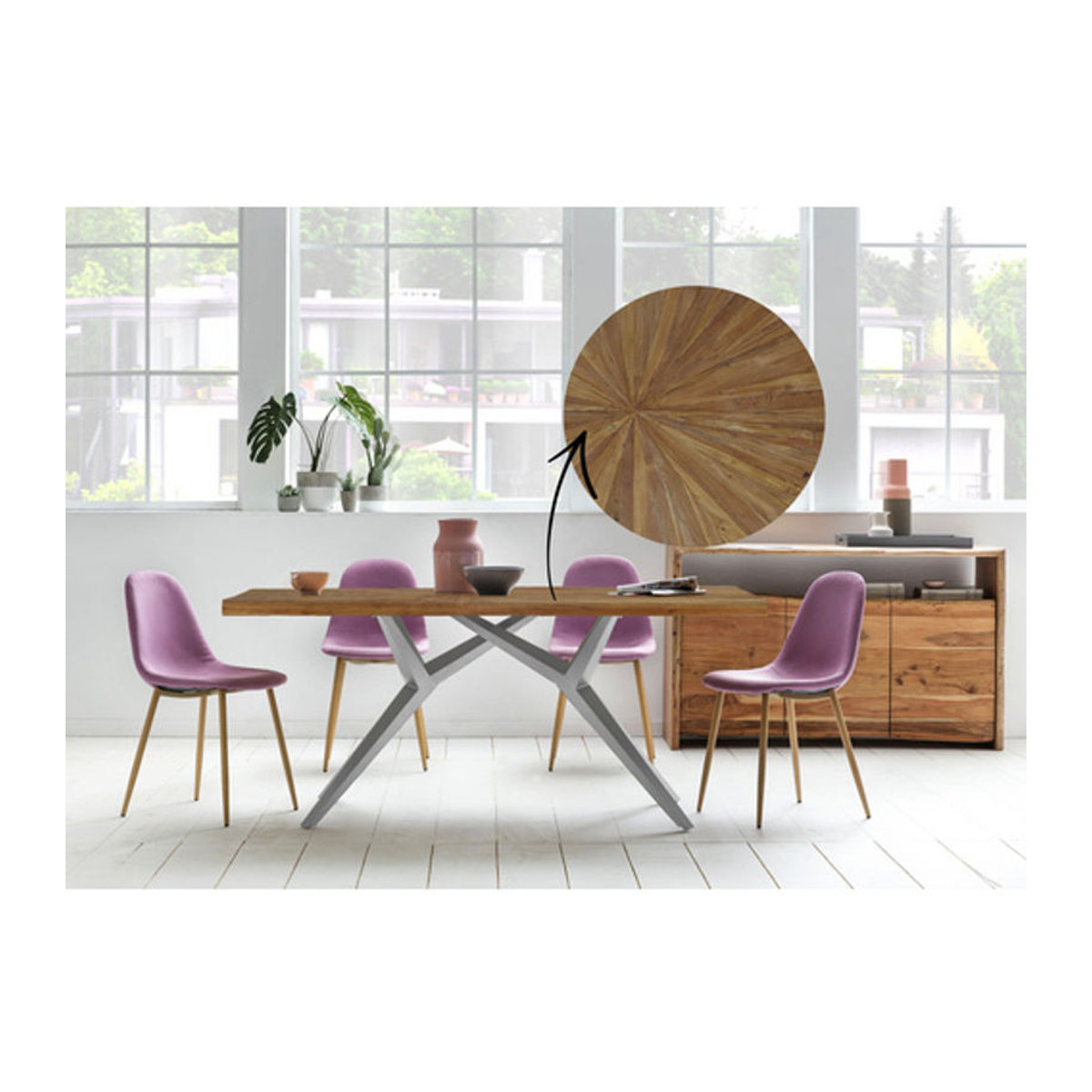 SIT Tisch TABLES & CO Modern aus Teak und Metall in Braun, Rechteckig, H x B x T: 76 x 180 x 100 cm - Bild 1