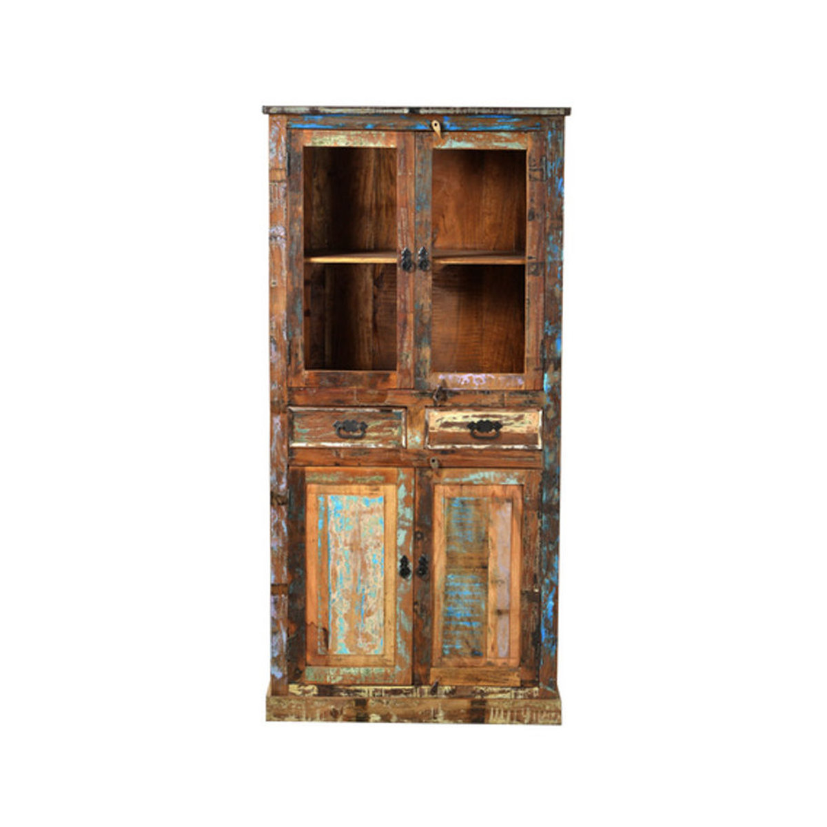 SIT Vitrine RIVERBOAT Vitrinenschrank aus Altholz in Bunt im Landhausstil, H x B x T: 180 x 90 x 40 cm - Bild 2