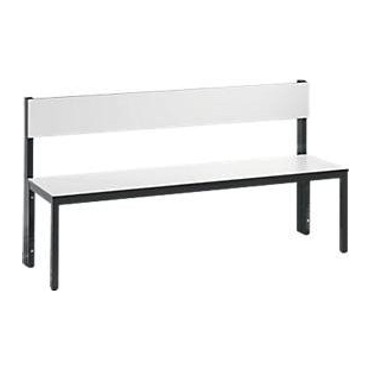 Sitzbank Basic Plus von CLP mit Rückenlehne und 4-Fußgestell, Farbe Weiß/Anthrazit, Breite: 150 cm - Bild 1