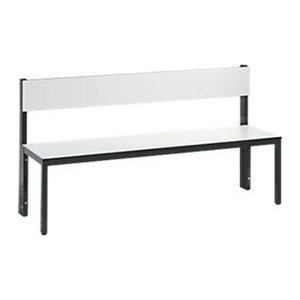 Sitzbank Basic Plus von CLP mit Rückenlehne und 4-Fußgestell, Farbe Weiß/Anthrazit, Breite: 150 cm